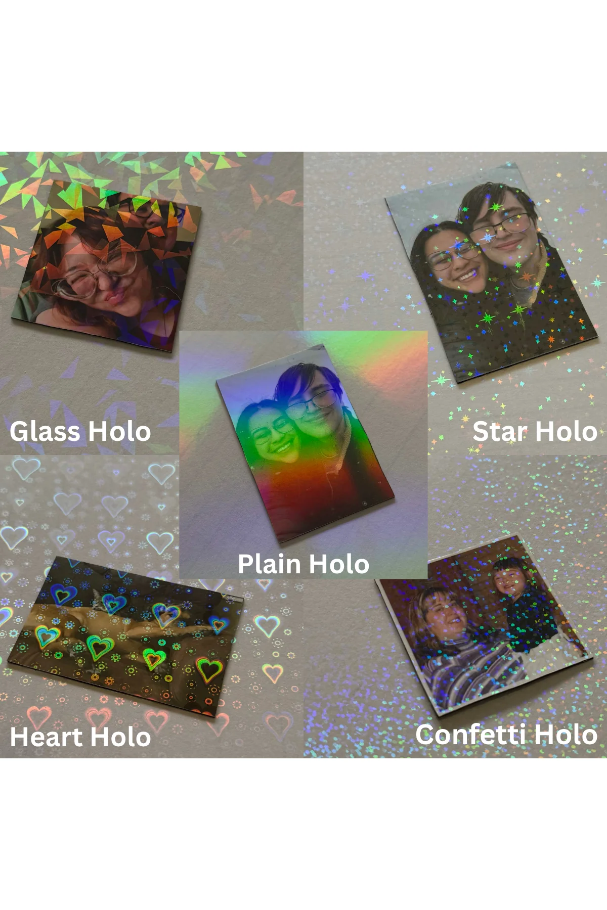 Preview chart showing the available holographic finish options